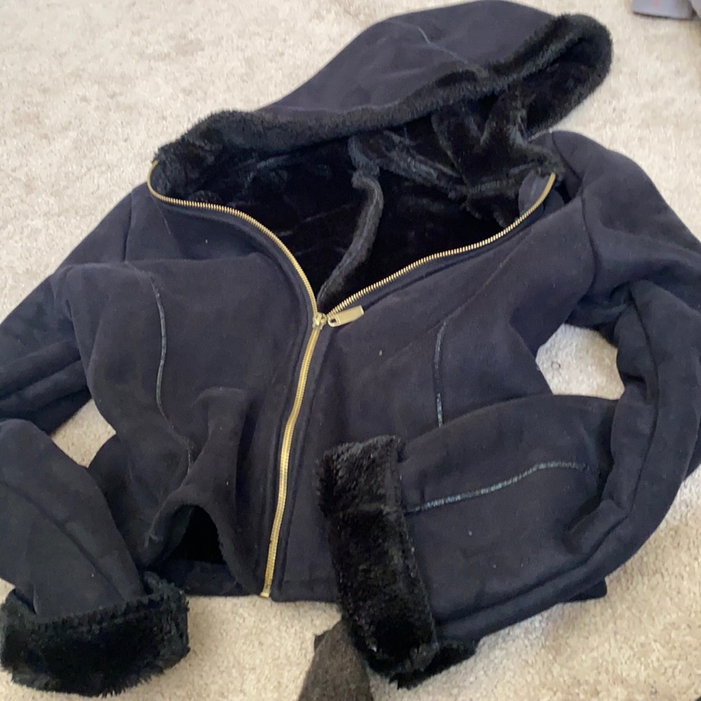 Black jacket zipper in the front